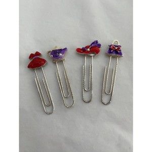 Vintage AJMC Red Hat Society Paperclip Set Purple Tea Pot Dress Purse